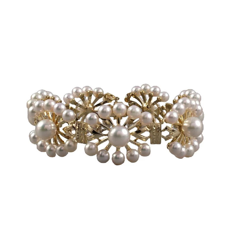 Mikimoto Pearl Floral Cluster Link Bracelet