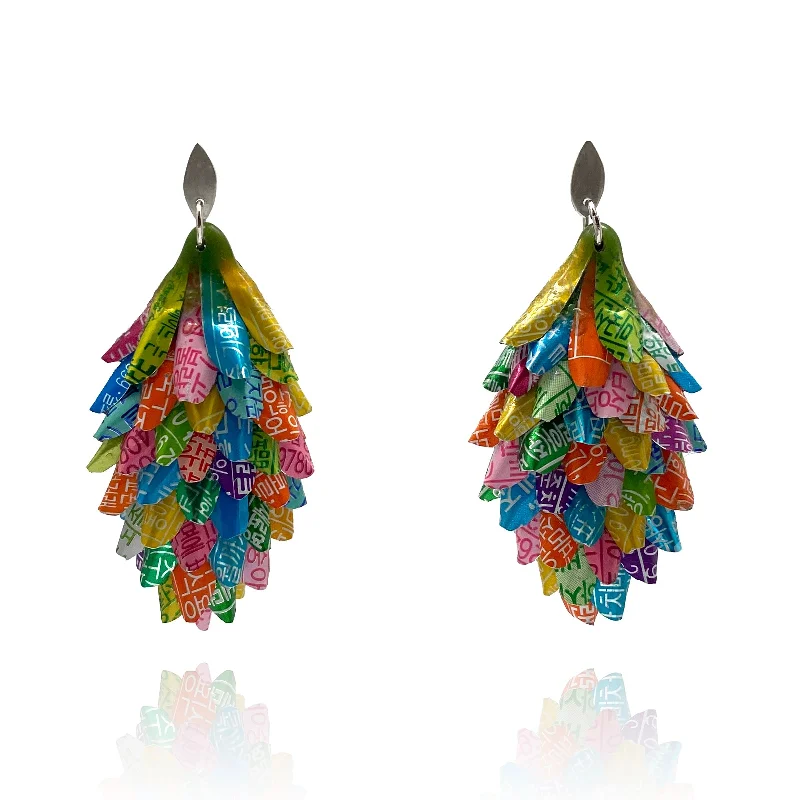 Multicolor Aluminum Long Cluster Earrings