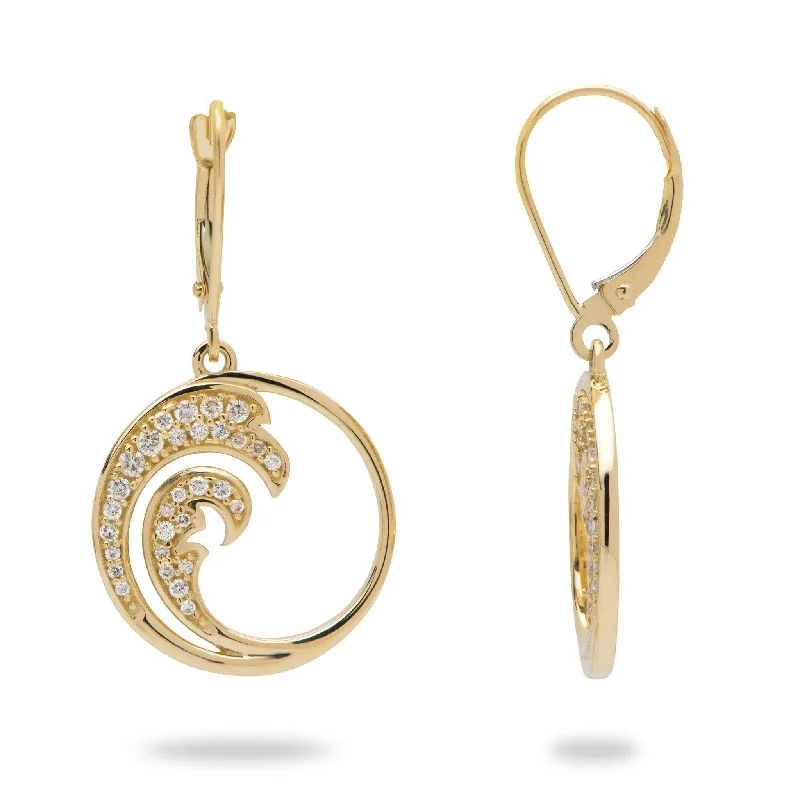 Nalu Earrings in Gold with Diamonds - 18mm