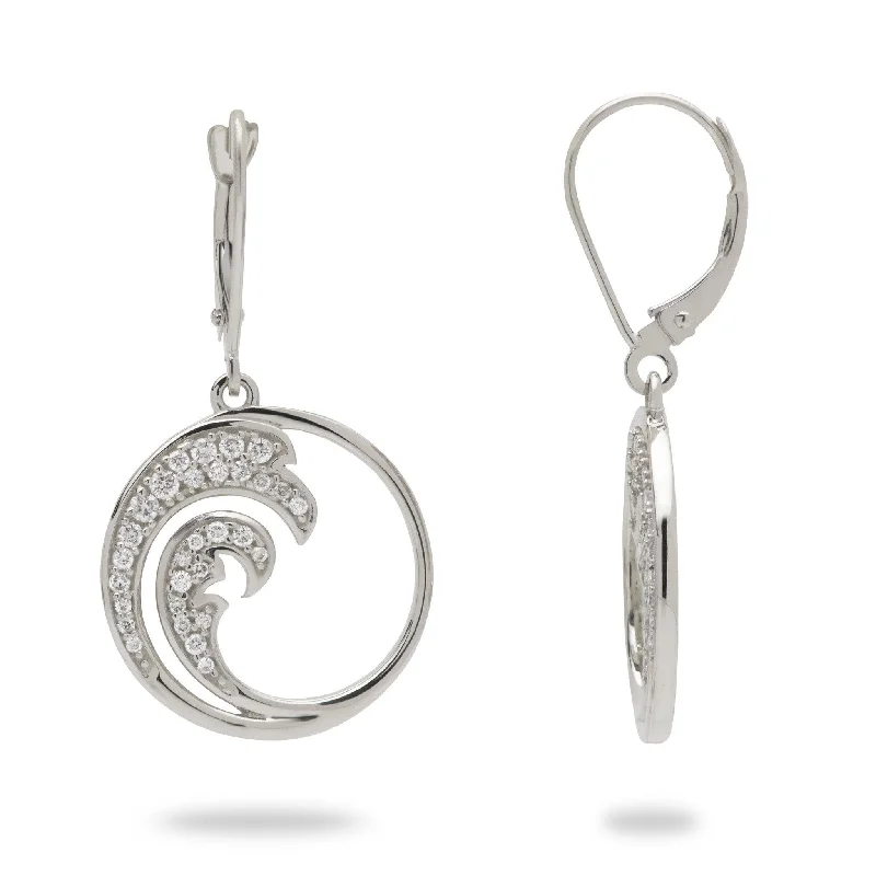 Nalu Earrings in White Gold with Diamonds - 18mm