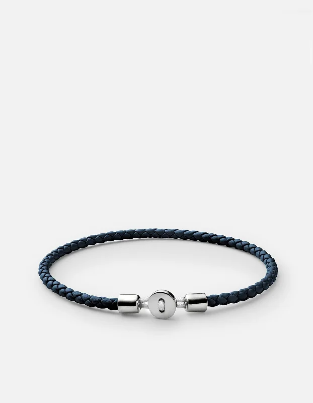 Nexus Leather Bracelet, Sterling Silver