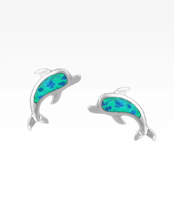 Boho Earrings Opal Dolphin Post Earrings