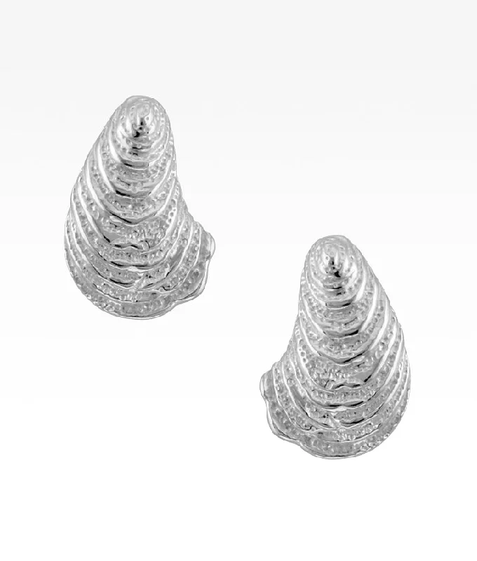 White Gold Necklace Oyster Post Earrings