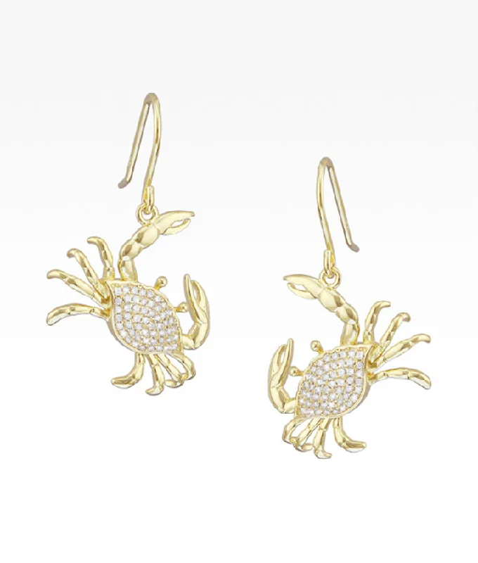 Fashion Bangles Pavé Yellow Gold Crab Earrings