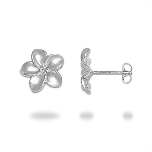 Plumeria Earrings in Sterling Silver - 13mm