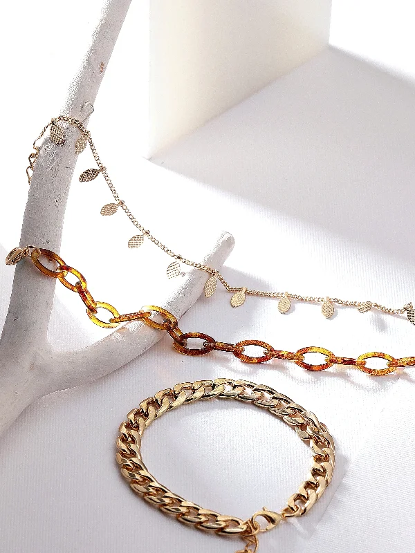 Rubans Gold Plated Handcrafted Interlinked Set of 3 Bracelet