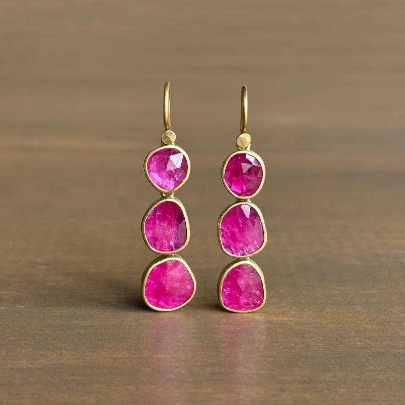 Ruby Triple Drop Earrings