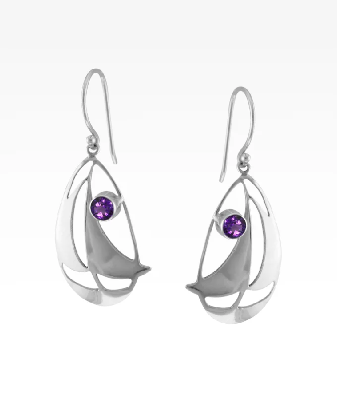 Sapphire Pendant Amethyst Sailboat Earrings