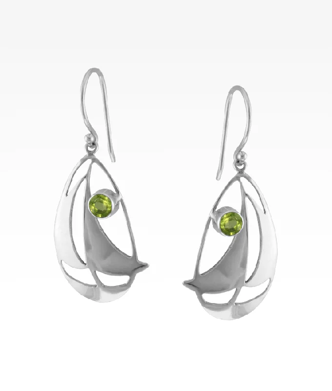 Dainty Ring Peridot Sailboat Earrings