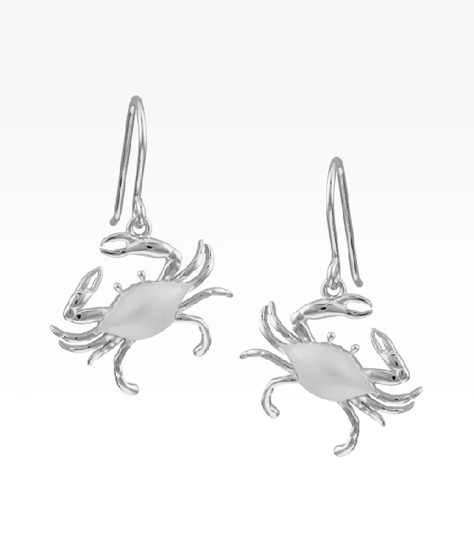 Gold Hoop Earrings Satin Shell Crab Earrings