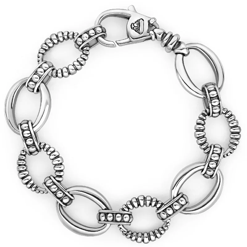 Signature Caviar Oval Fluted Link Bracelet