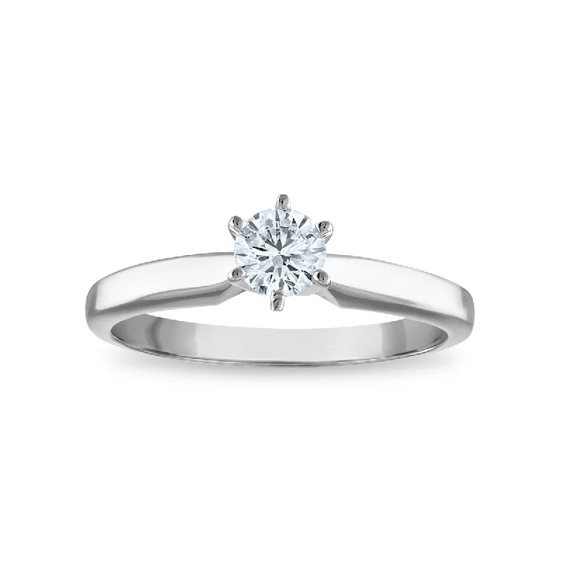 Signature Certificate EcoLove 1/2 CTW Round Lab Grown Diamond Solitaire Engagement Ring in 14KT White Gold