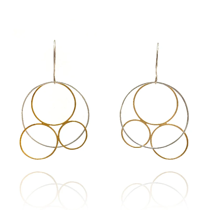 Silver and Gold Circle Earrings