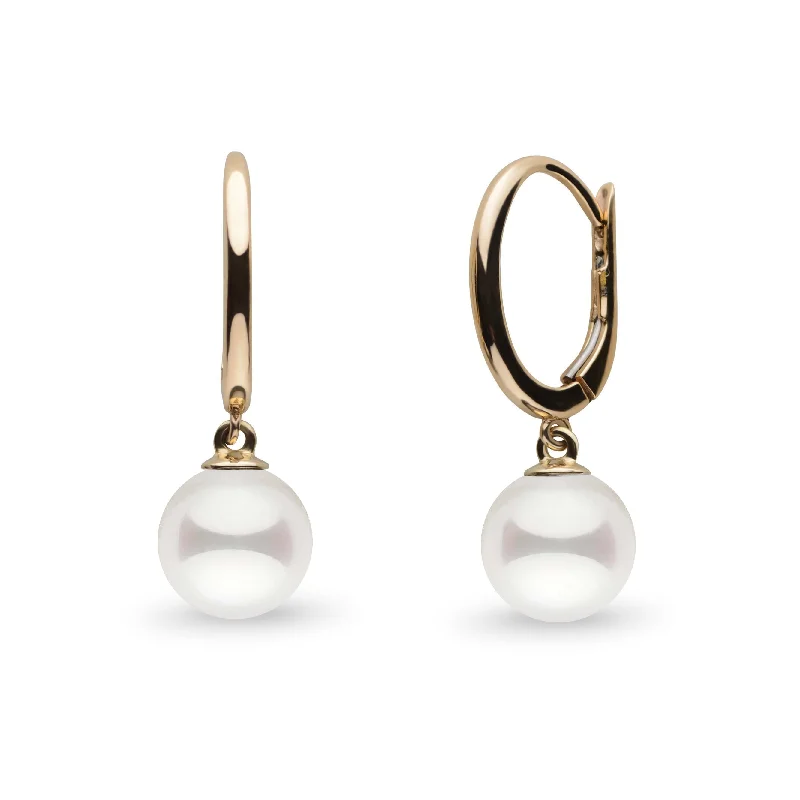 Gold Cuff Bracelet Solid Eternal Collection White Akoya 6.5-7.0 mm Pearl Dangle Earrings