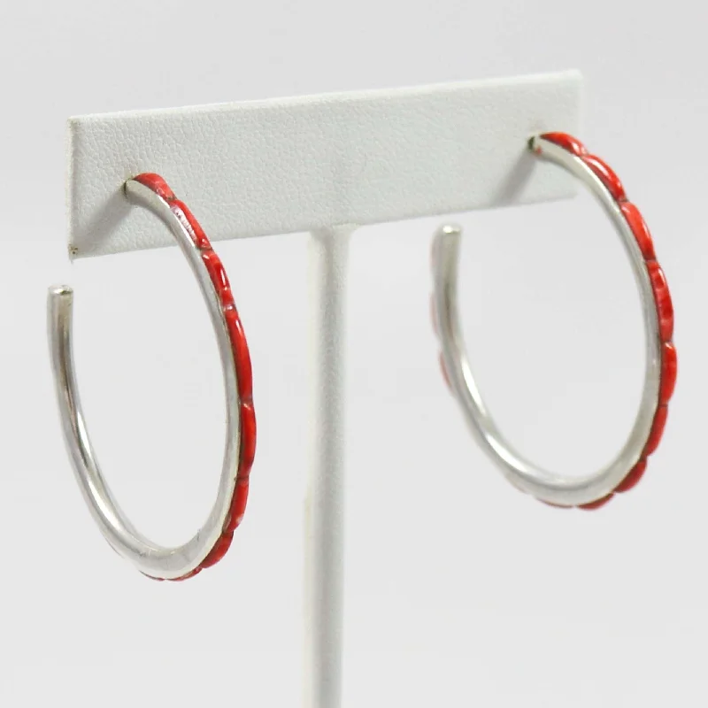 Spiny Oyster Hoop Earrings