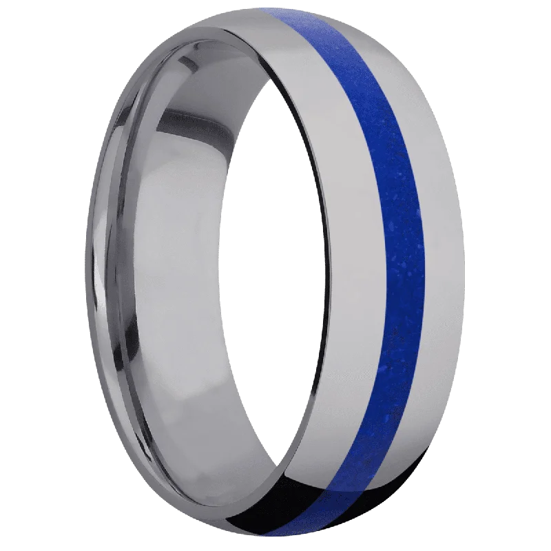 Bold Cocktail Ring Tantalum with Polish Finish and Lapis Inlay