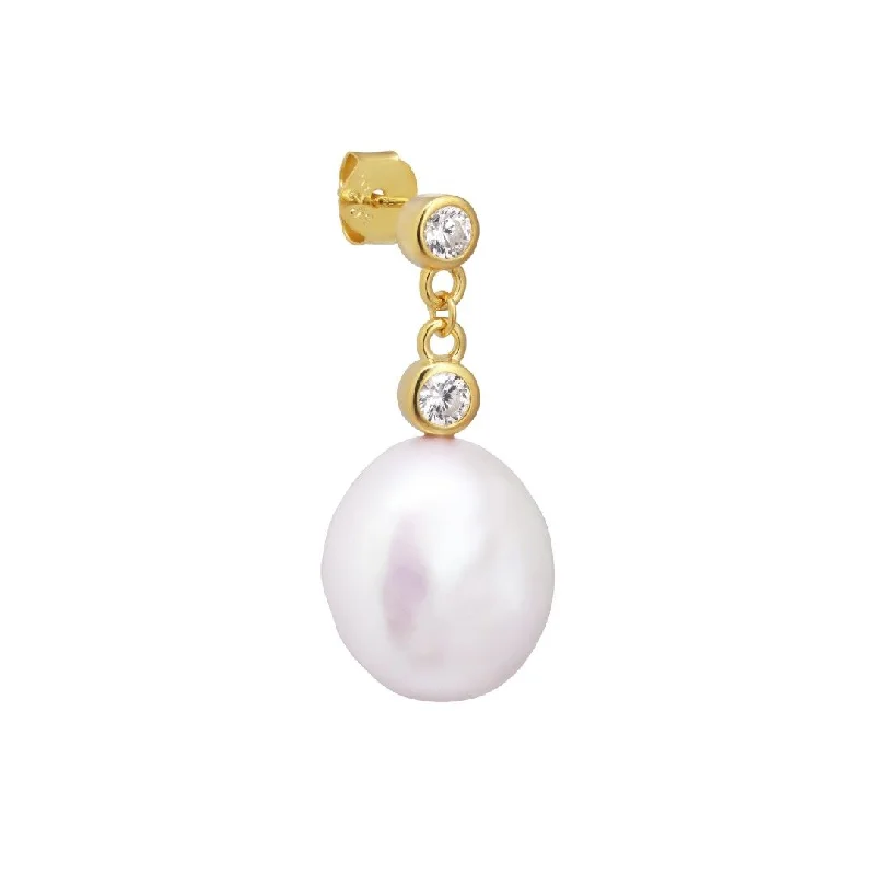 Isla 18K Gold Plated Stud w. Pearl & Zirconias