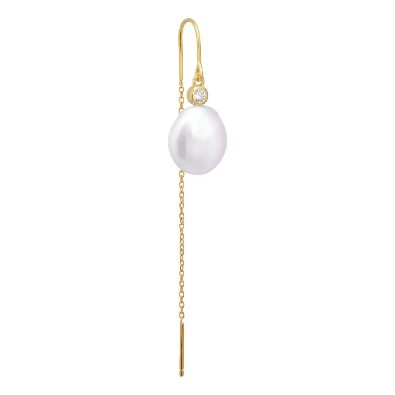 Isla Hook 18K Gold Plated Earring w. Pearl & Zirconia