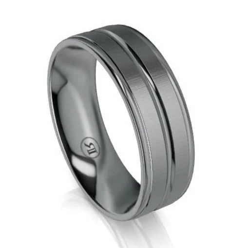 Celestial Jewelry The Orion Tantalum Grooved Wedding Ring