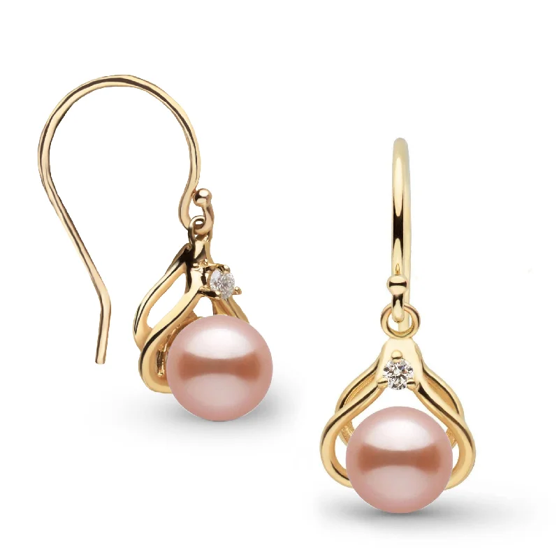 Round Cut Ring Tiara Collection Pink Freshadama Pearl and Diamond Earrings
