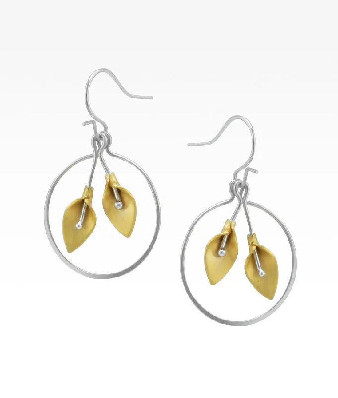 Heart Locket Pretty Petals Earrings - Two Tone