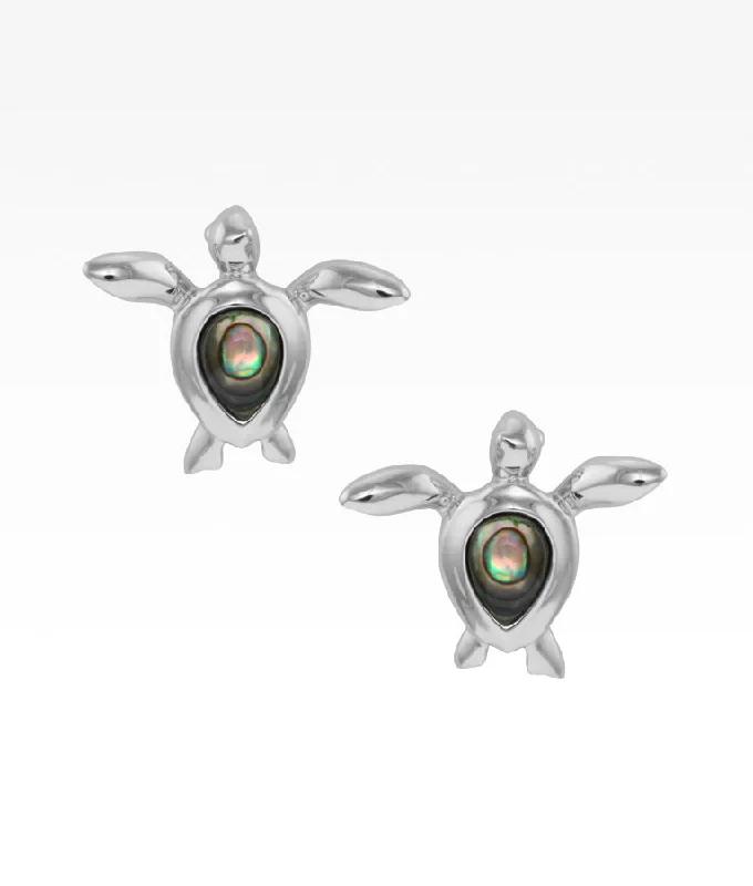 Silver Statement Ring Abalone Sea Turtle Post Earrings