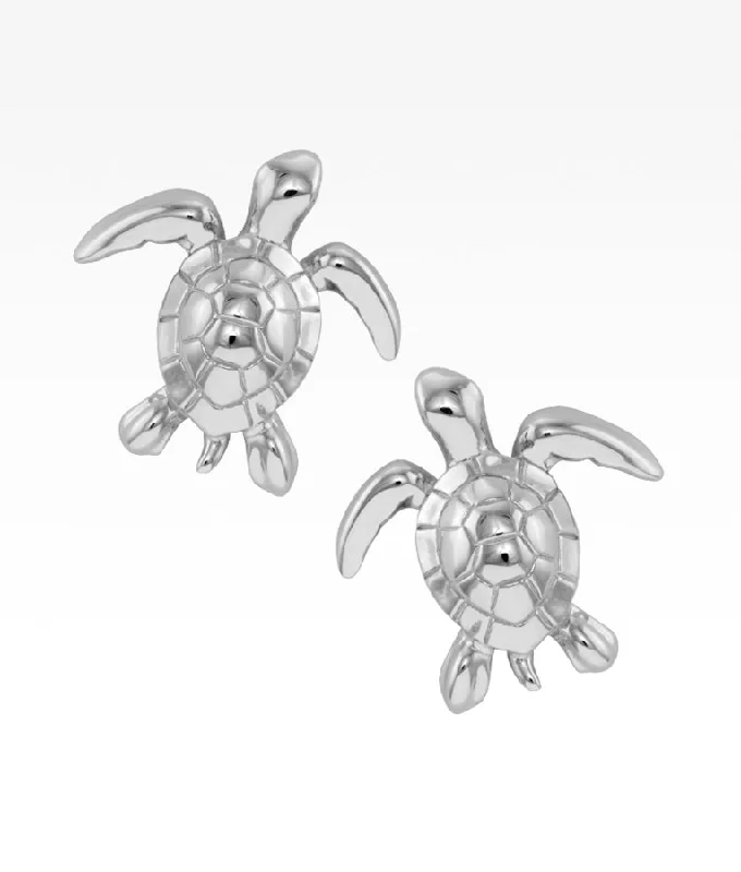 Rose Gold Chain Sea Turtle Post Earrings