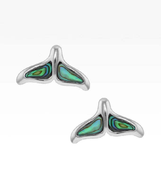 Celestial Pendant Abalone Whale Tail Post Earrings