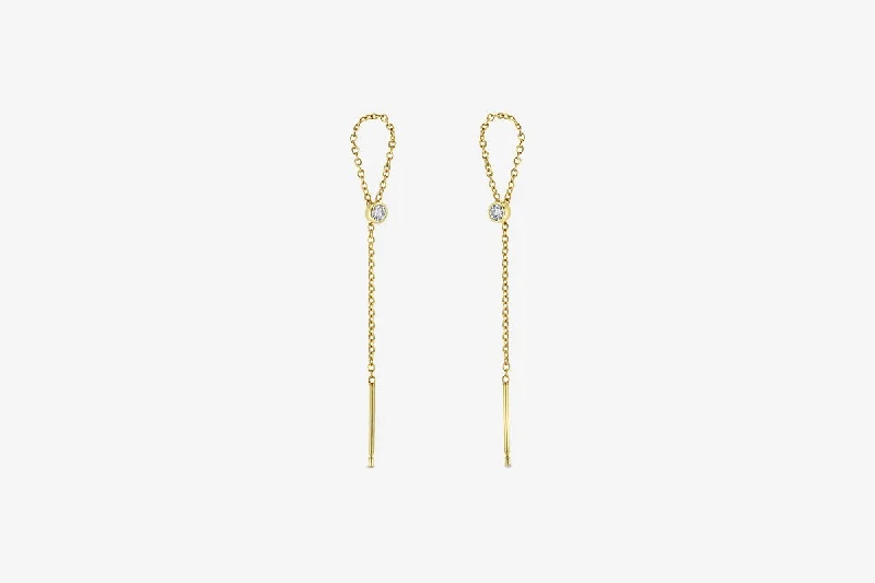 Zoe Chicco 14k Gold Diamond Bezel Threader Earrings