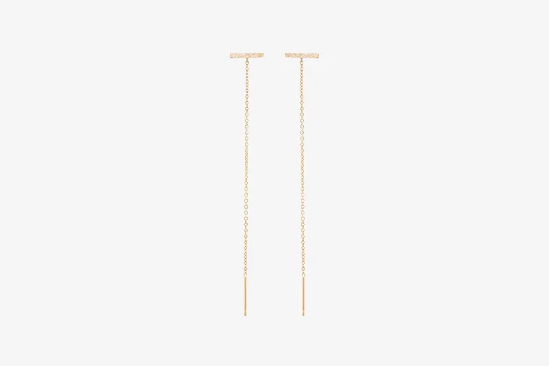 Zoe Chicco 14k Thin Pave Diamond Bar Threader Earrings