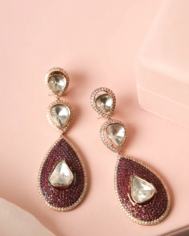 Zoha Polki And Diamond Long Earrings