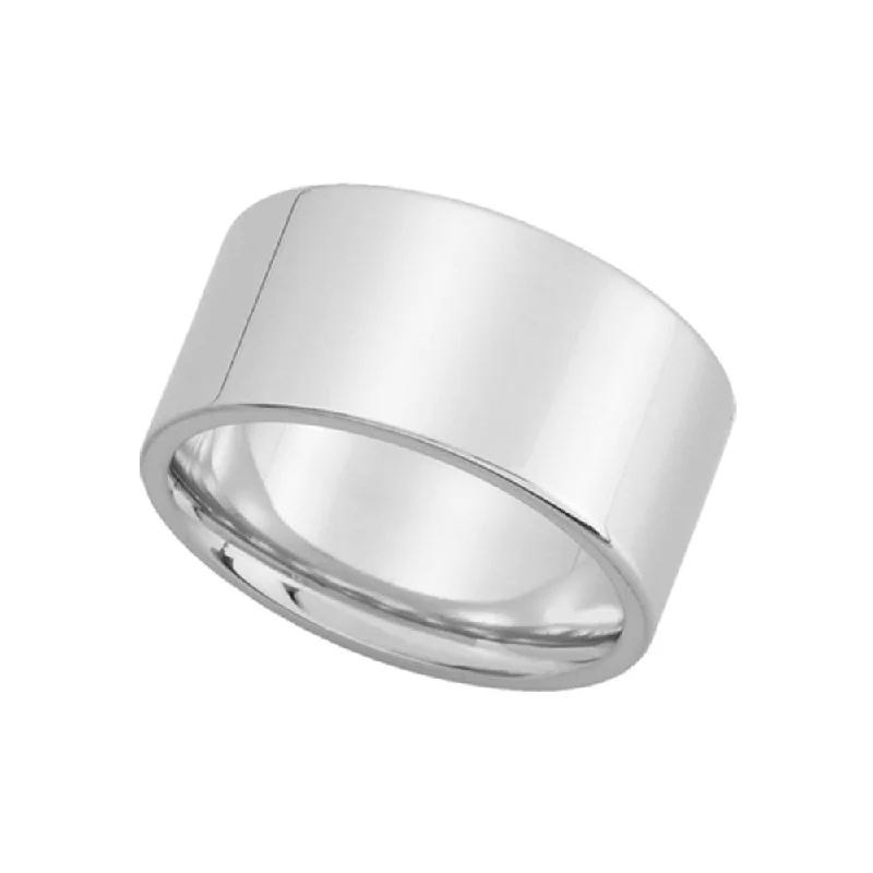 10mm Flat Comfort Fit Wedding Band in 14k White Gold