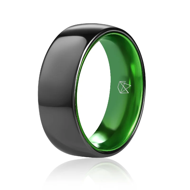 Black Ceramic Ring - Resilient Green