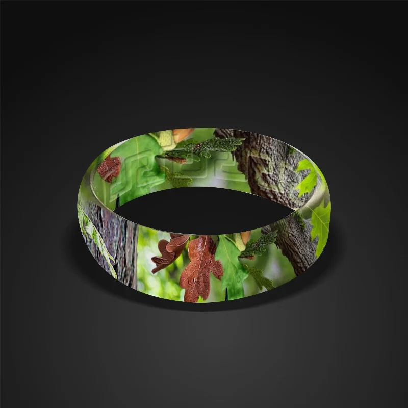 Green Camo silicone rings wedding bands - Ergonomic Silicone Camo Band with Lifetime Warranty