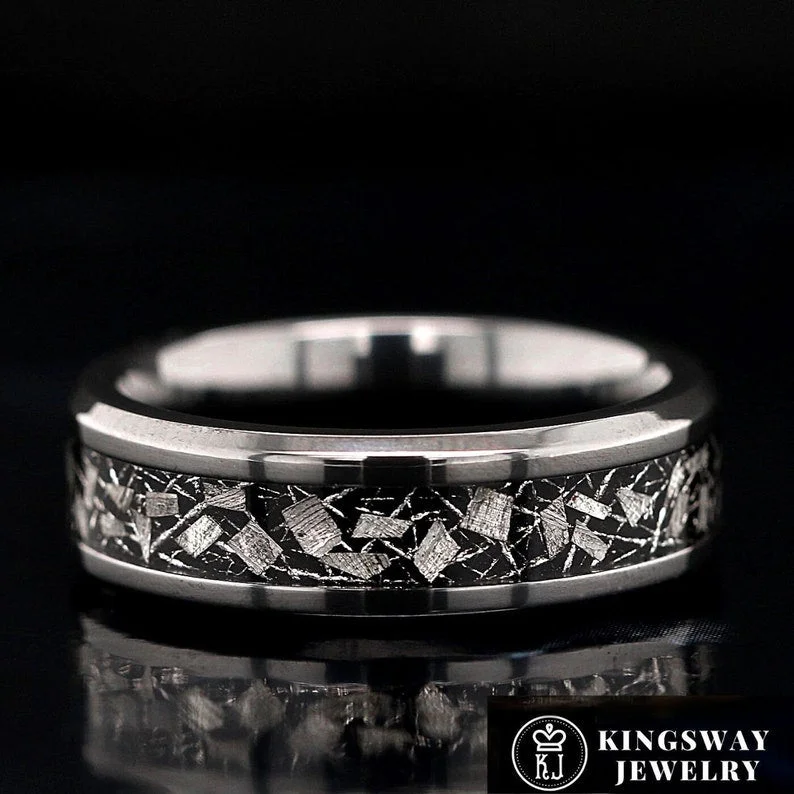 Natural Meteorite Band for Men | Unique Men’s Wedding Band