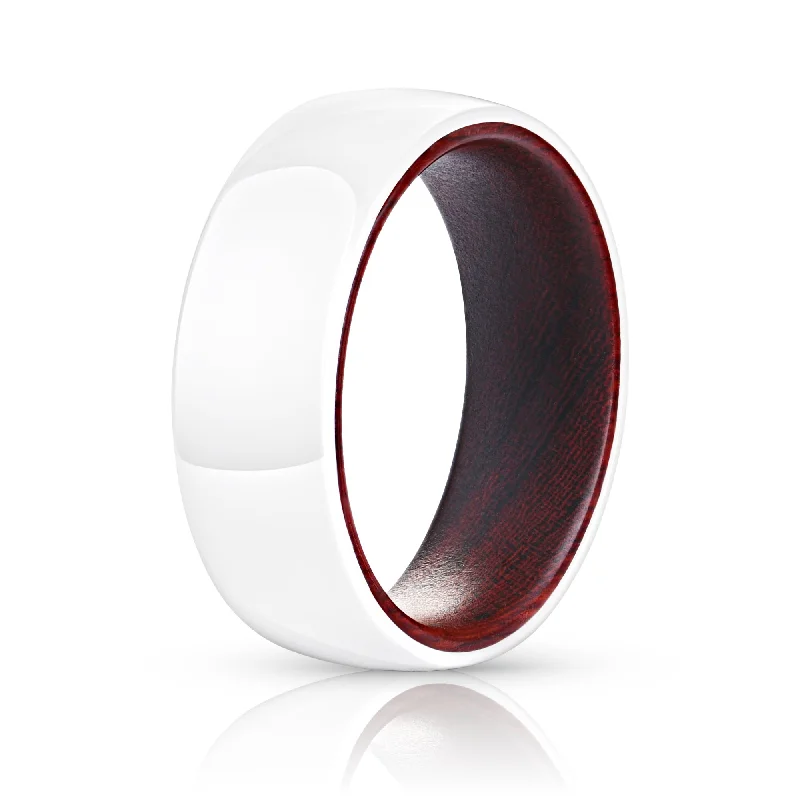 White Ceramic Ring - Red Sandalwood